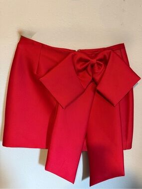 NWT ANTONIO MELANI Red Mini Skirt with Oversized Bow Sz.8 (M)